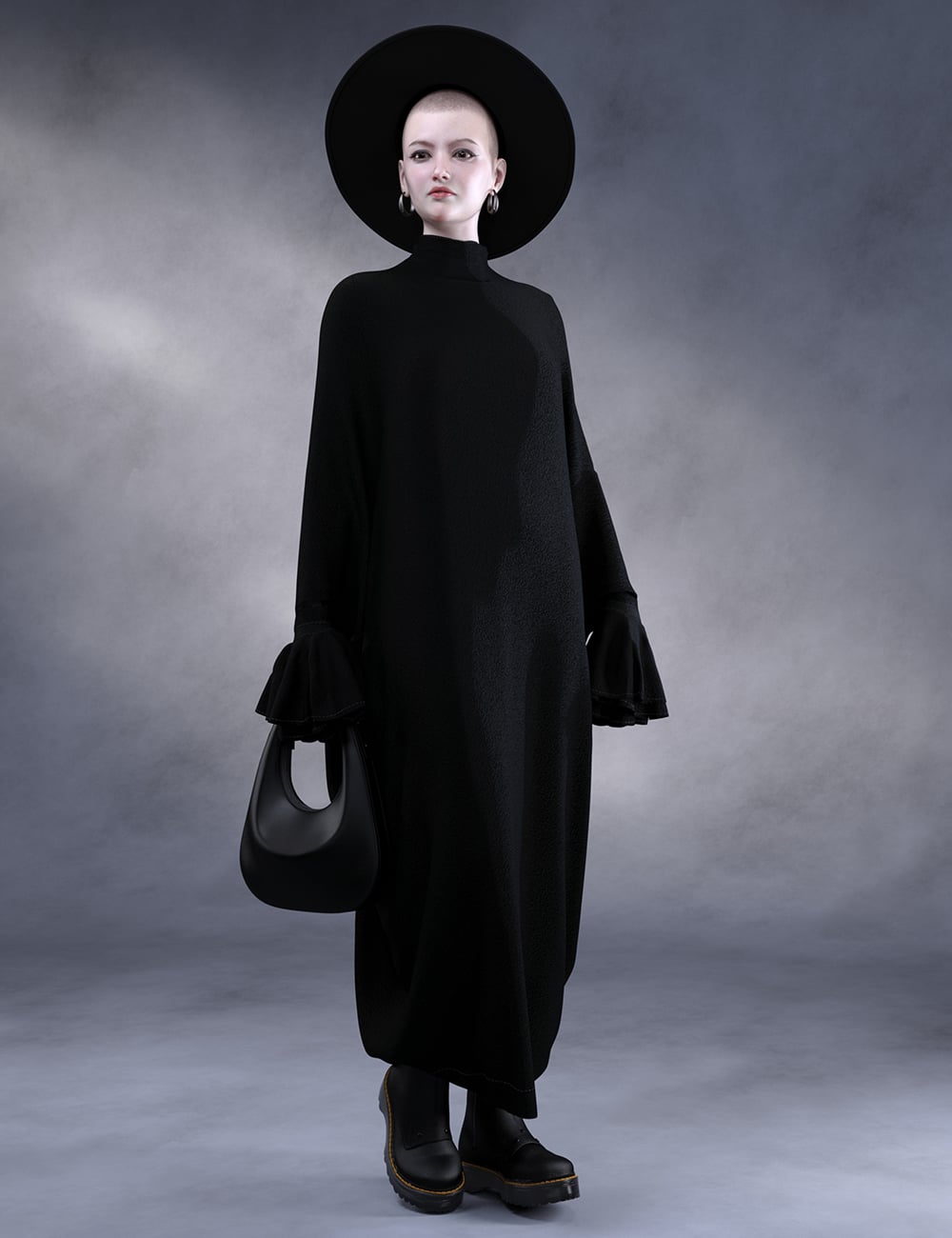 dForce Batwing Dress Outfit for Genesis 9 by: 3DStyle, 3D Models by Daz 3D