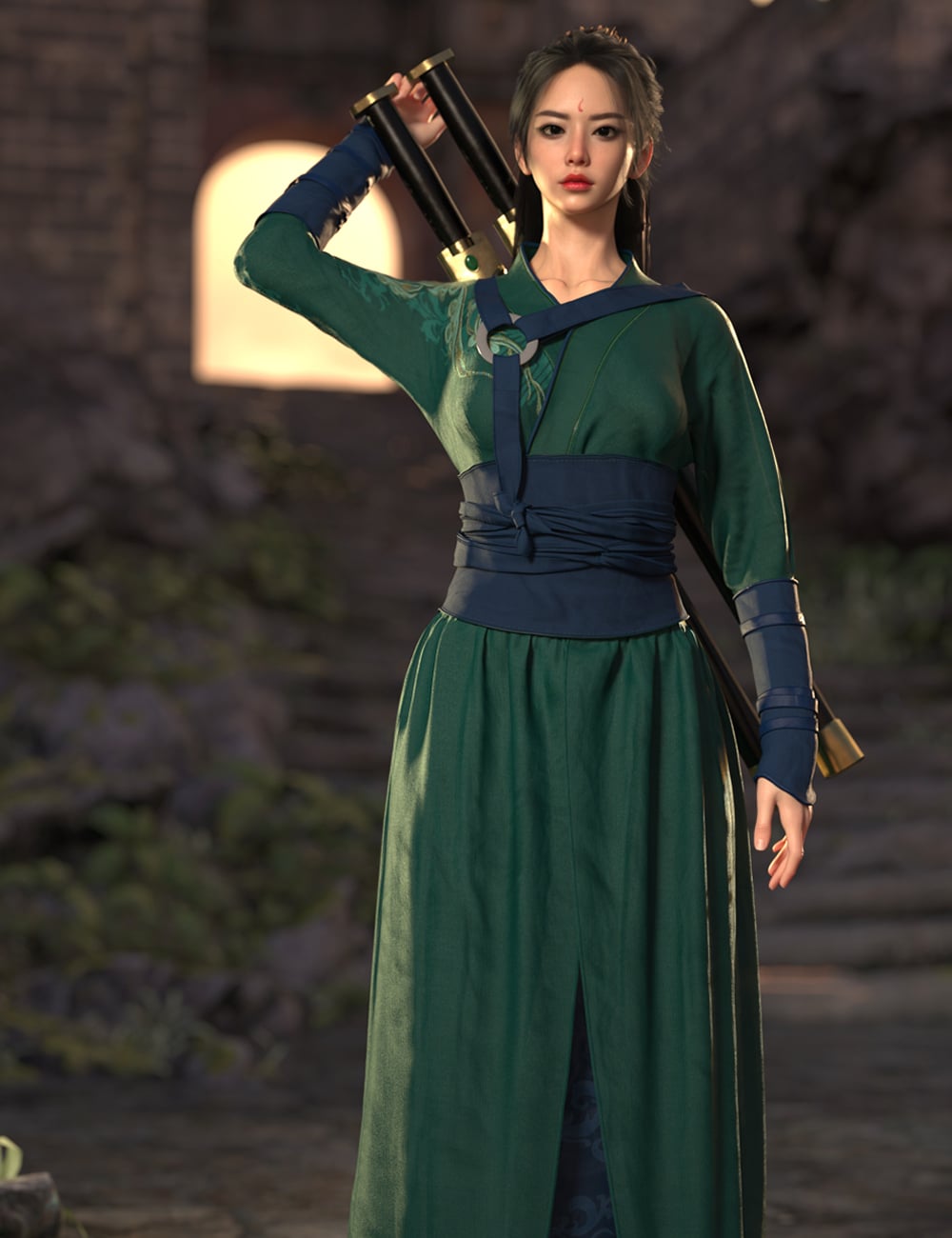 dForce Lala Wandering Swordswoman Outfit for Genesis 9 by: Lala-Rabbit, 3D Models by Daz 3D