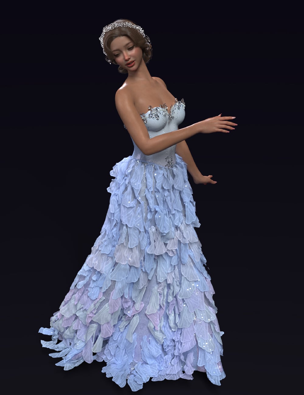 dForce Fairy Tale Wedding Dress for Genesis 9 by: Alodia Thaliel, 3D Models by Daz 3D