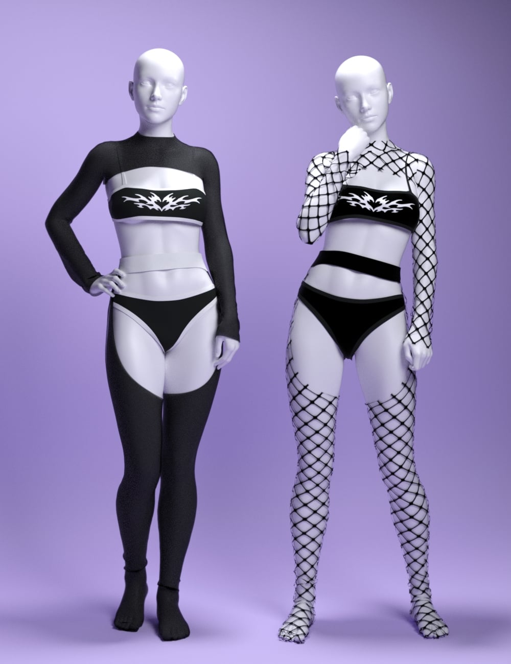 dForce MS Cyber Fashion Outfit for Genesis 9 and 8 Female by: MavisSky, 3D Models by Daz 3D