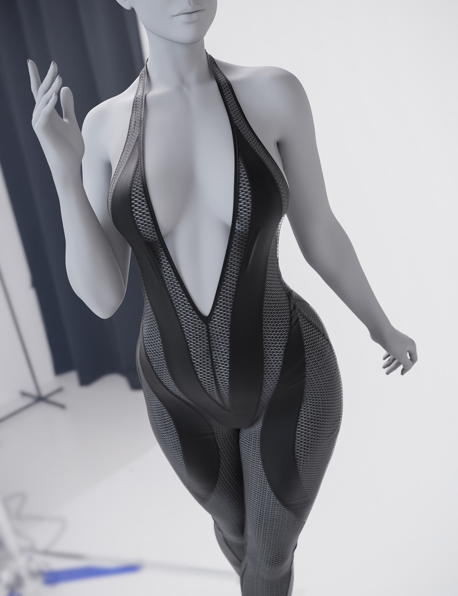 dForce Plunge V Bodysuit for Genesis 9 by: Lilflame, 3D Models by Daz 3D