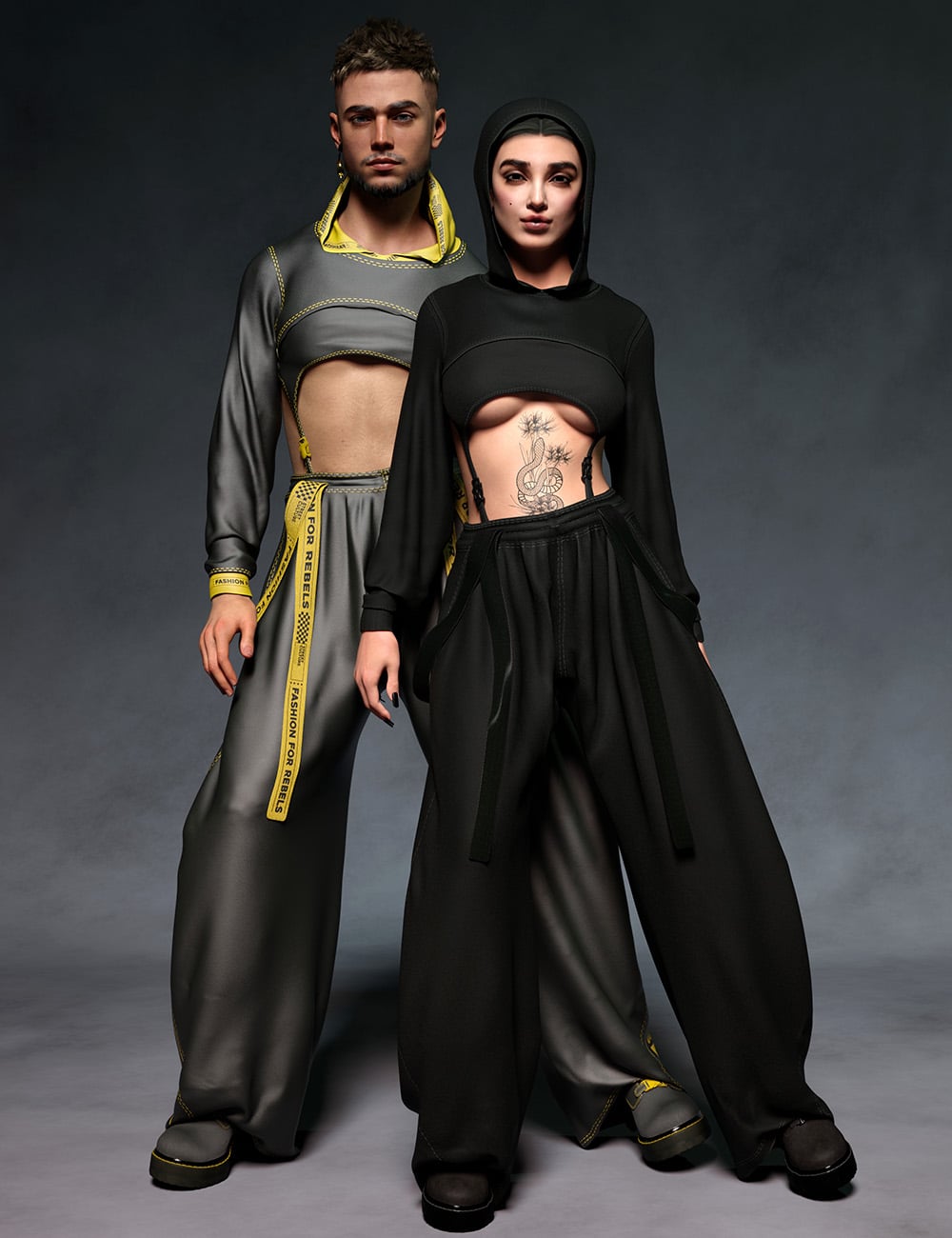 dForce Urban Rift Outfit for Genesis 9 by: 3DStyle, 3D Models by Daz 3D