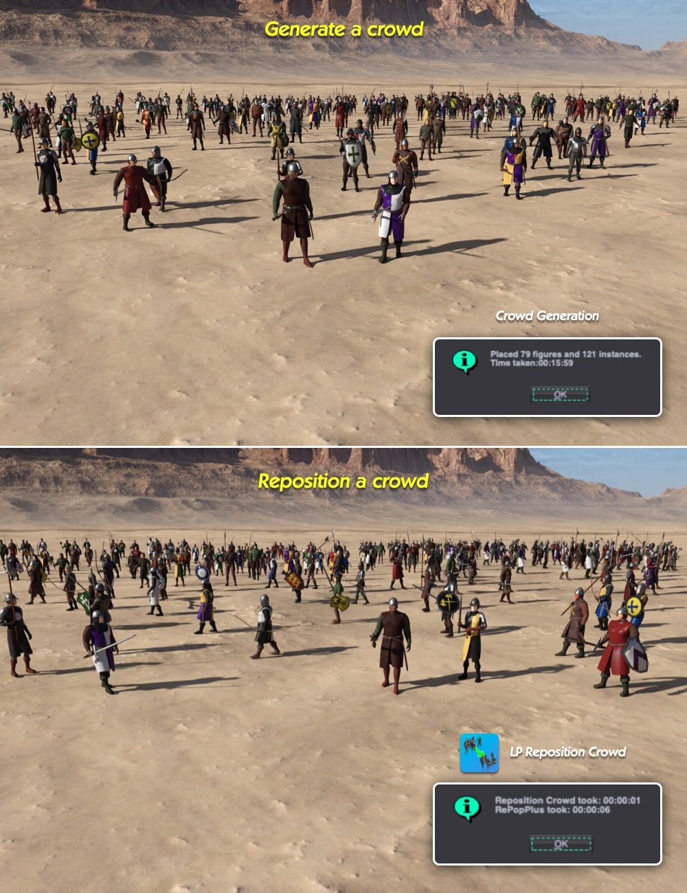 LowPi Reposition Crowd by: Code 66, 3D Models by Daz 3D