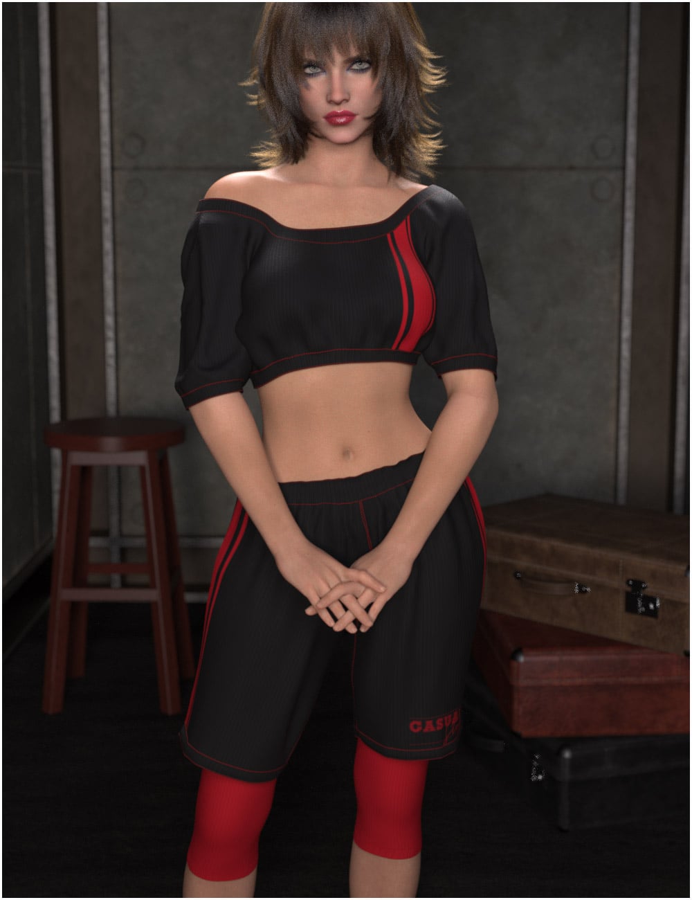 dForce Casual Street Outfit for Genesis 9 by: BelladzinesPandyGirl, 3D Models by Daz 3D
