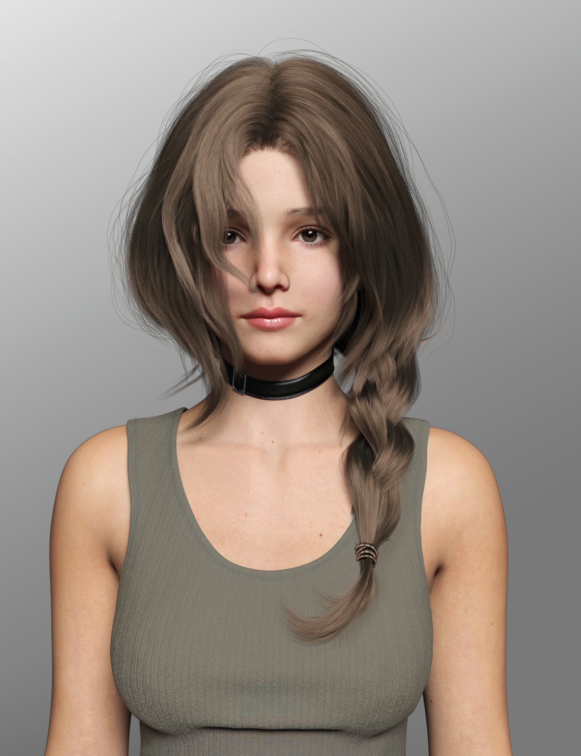 dForce Side Braid Hair for Genesis 9 by: Magic Brush, 3D Models by Daz 3D