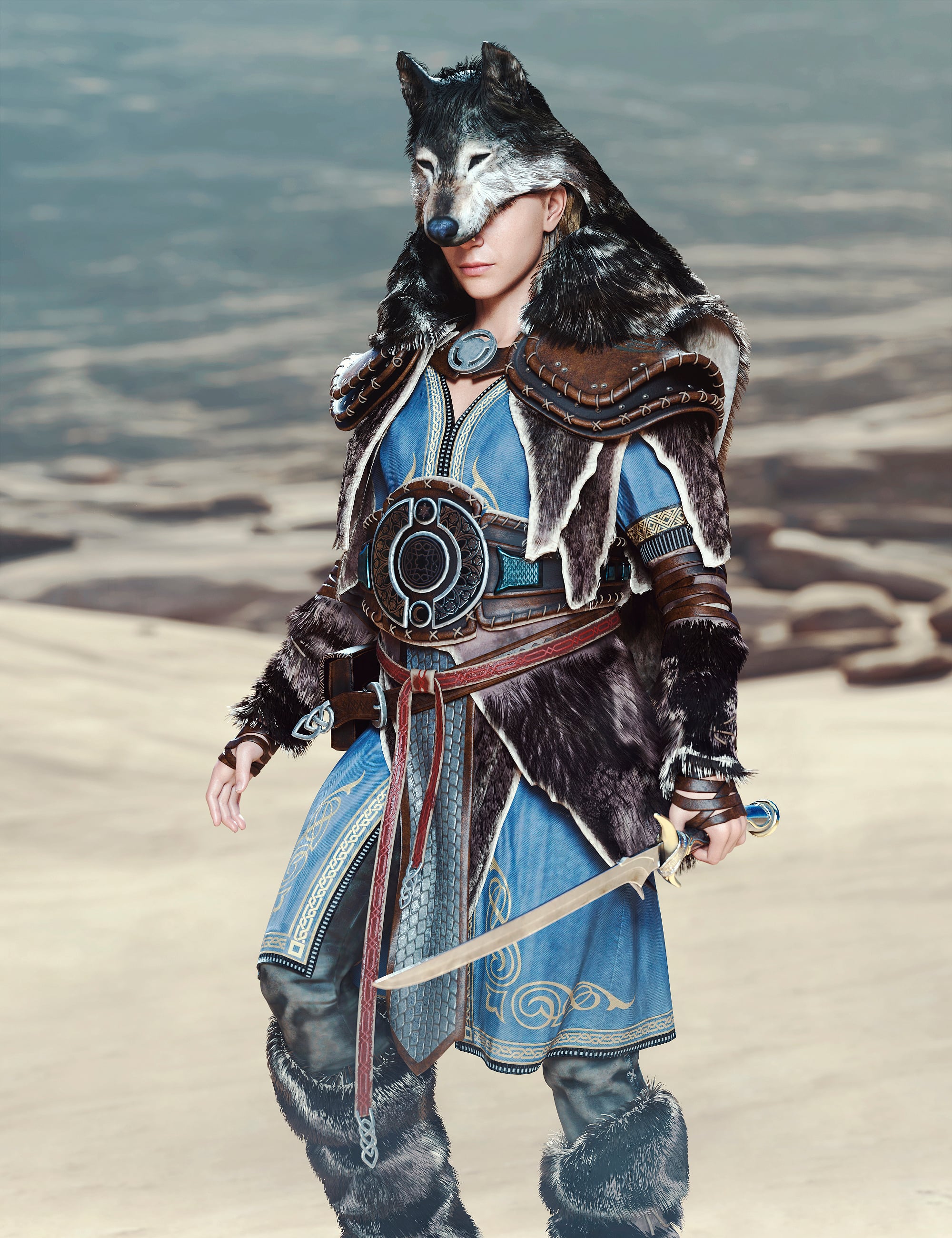 dForce Frost Wolf Armor for Genesis 9 by: fjaa3d, 3D Models by Daz 3D