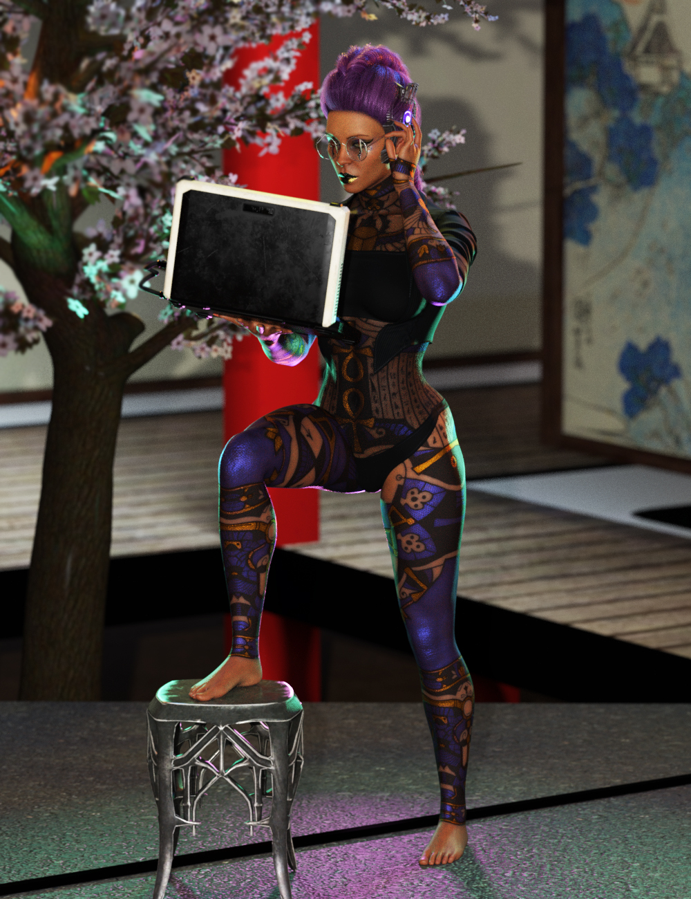 Cyber Sec Bits Poses for Genesis 9 by: Ensary, 3D Models by Daz 3D