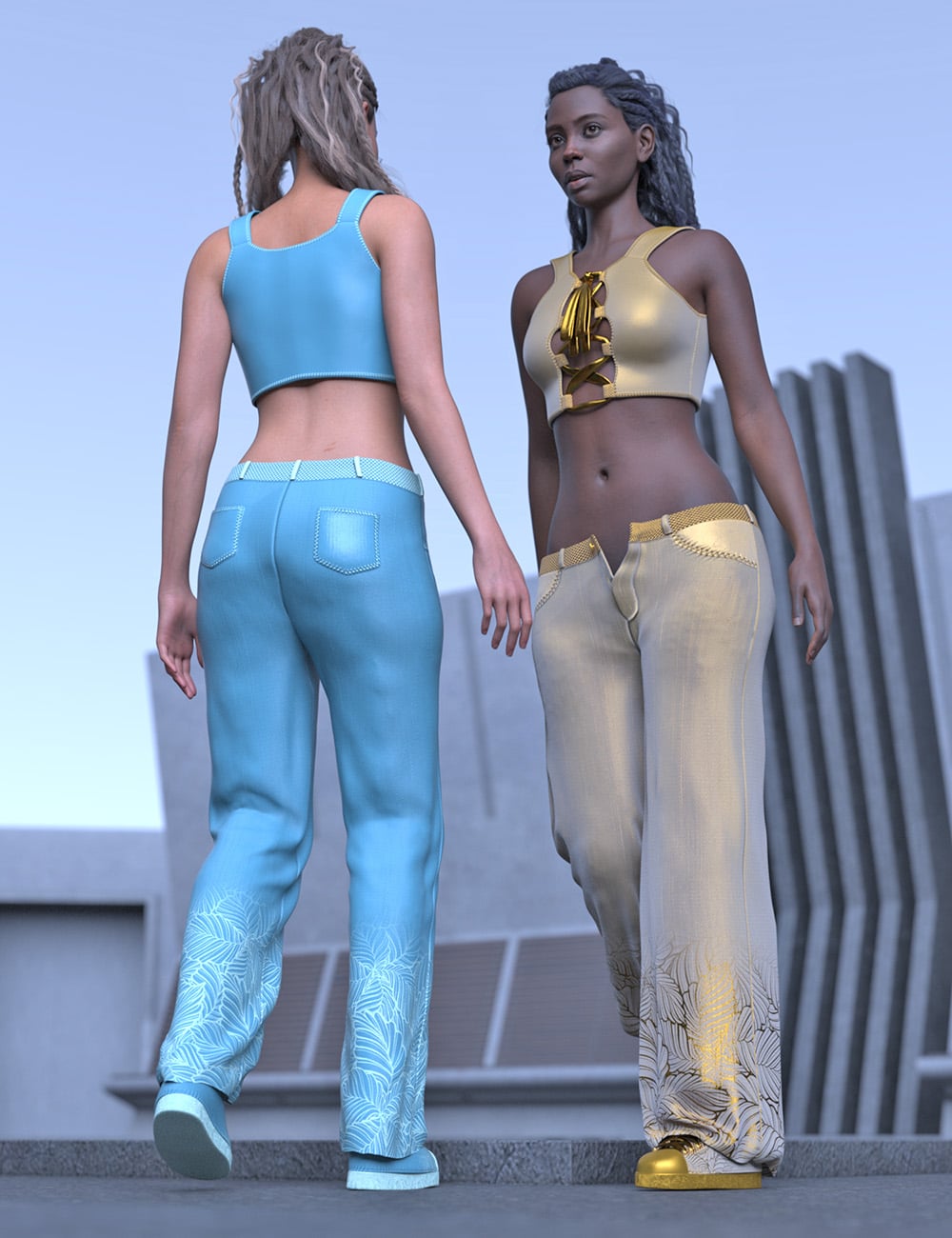 Peekaboo Street Outfit for Genesis 9 Females by: ForbiddenWhispersLyrra Madril, 3D Models by Daz 3D