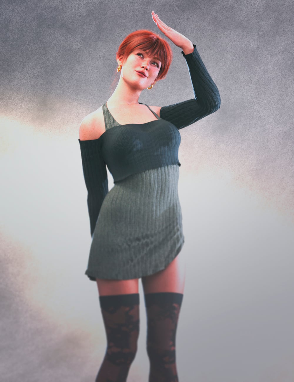 dForce LA Knit Dress for Genesis 9 and 8 Female by: Laia, 3D Models by Daz 3D