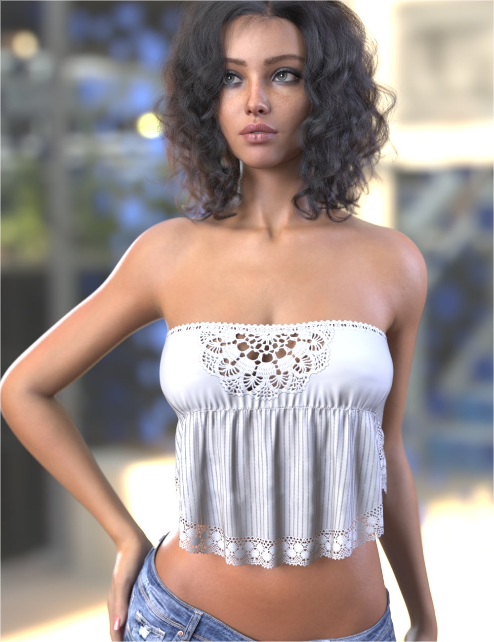 dForce Lacy Tube Top Genesis 9 by: Sveva, 3D Models by Daz 3D