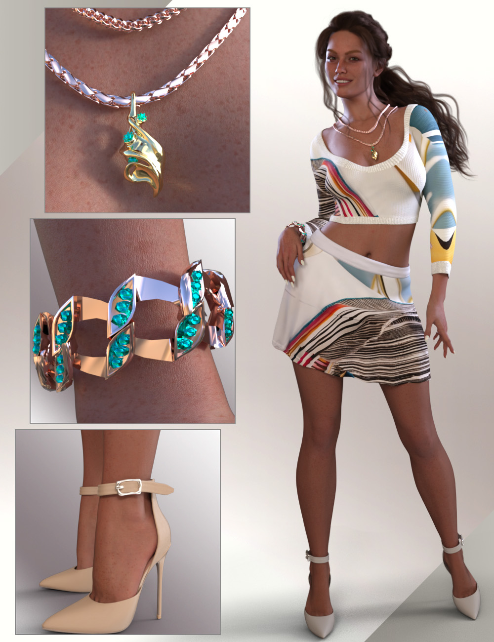 dForce Alianna Outfit for Genesis 9 Feminine by: Arryn, 3D Models by Daz 3D