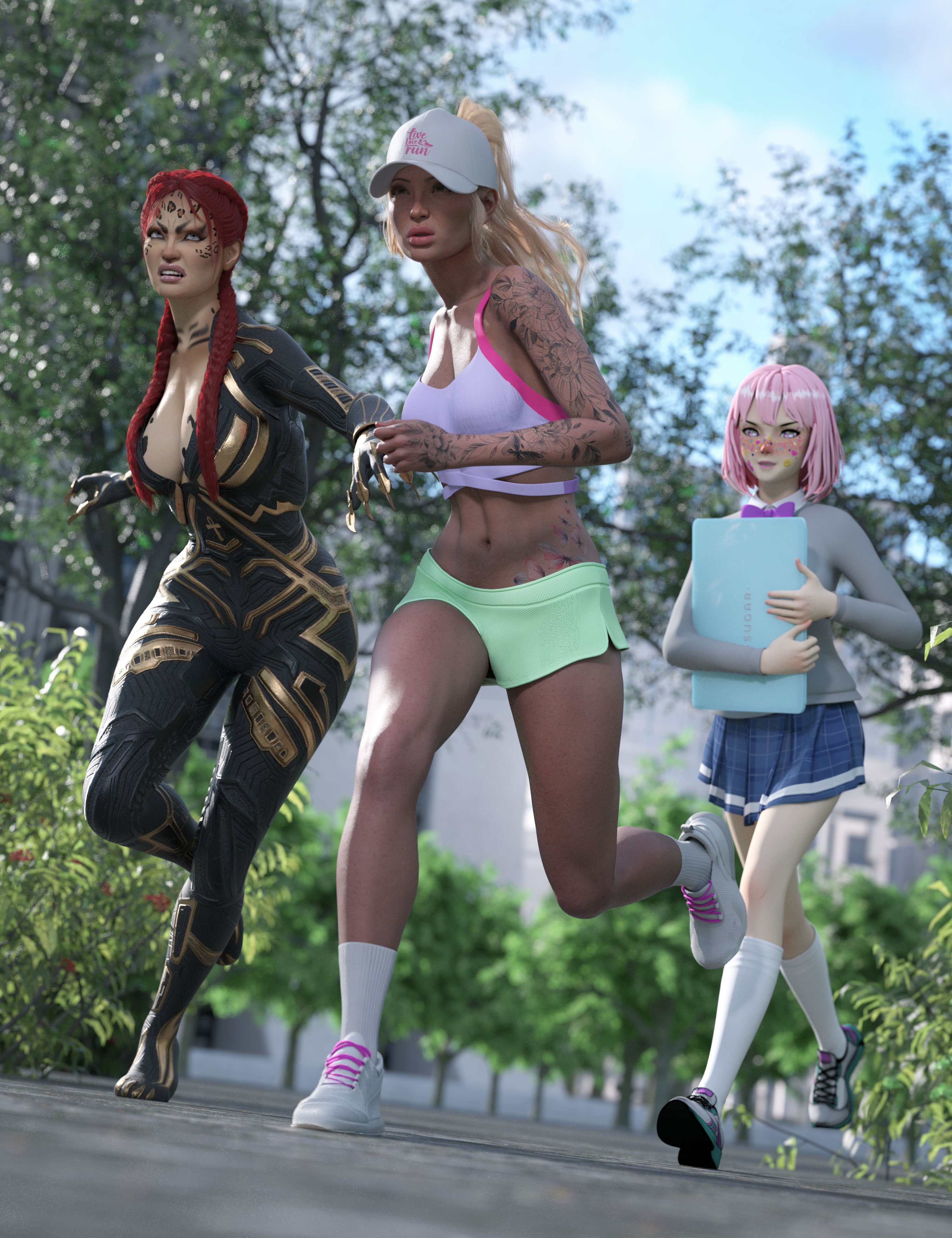Essential Run Poses for Genesis 9 by: 3D SugarCosmoXpressionFriendship Studio, 3D Models by Daz 3D