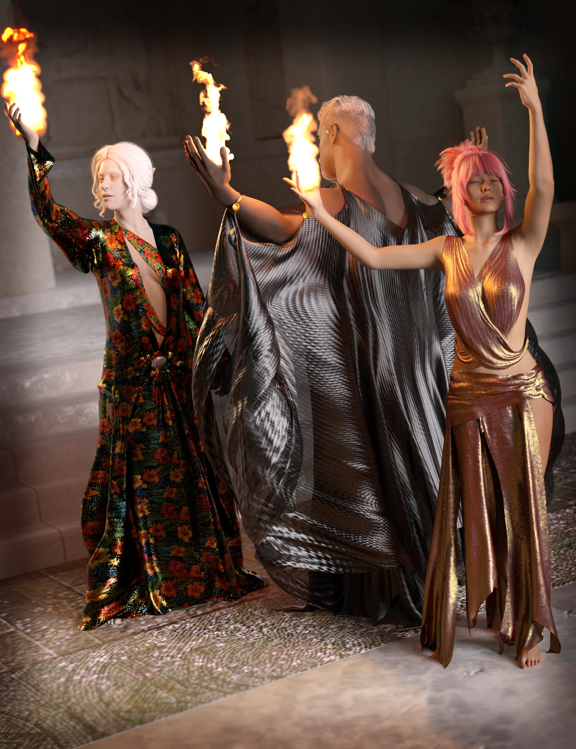 SY dForce Graceful Drapes Megapack Genesis 9 by: Sickleyield, 3D Models by Daz 3D