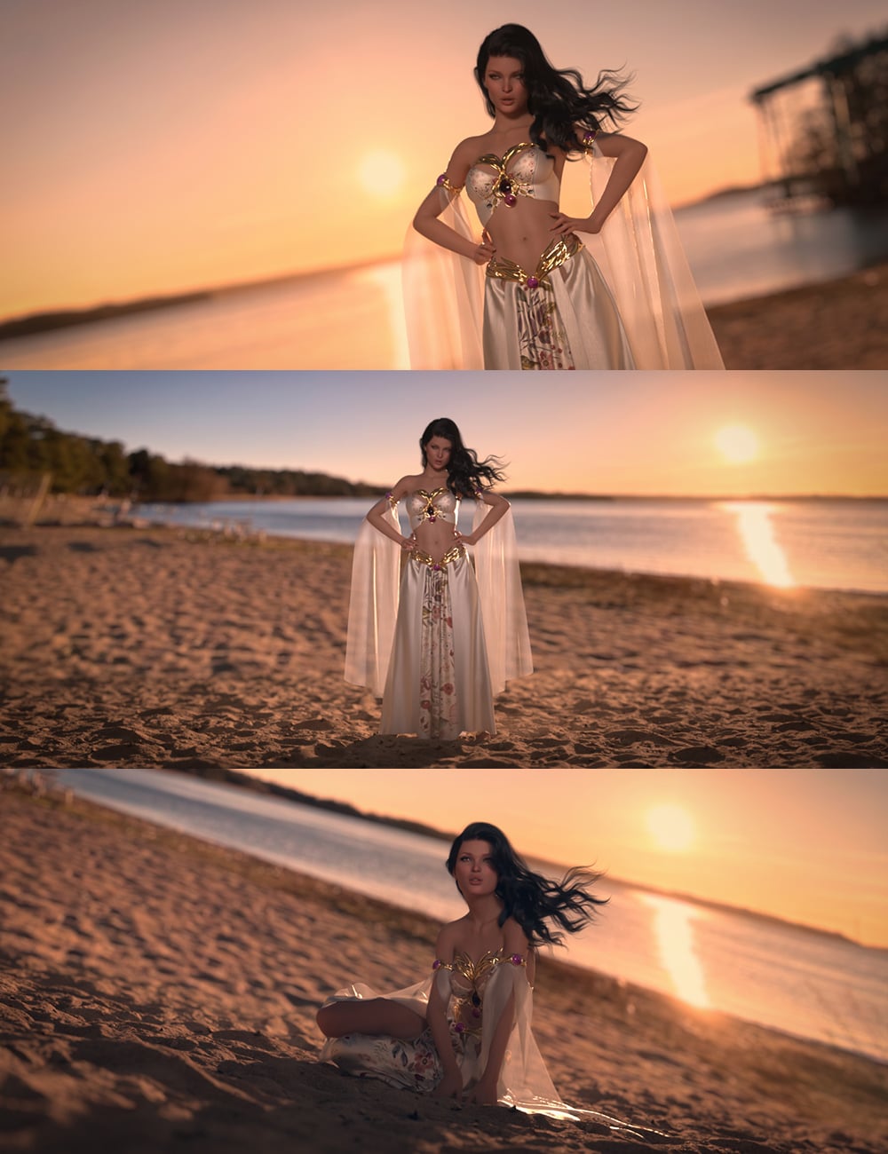 Quick 2.5D Scenes - Beach - Last Light by: Dreamlight, 3D Models by Daz 3D