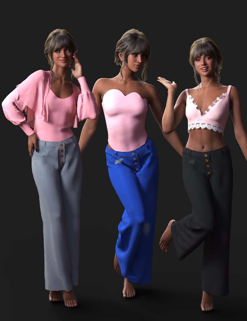 dForce Casual Jeans Set for Genesis 9 by: Alodia Thaliel, 3D Models by Daz 3D