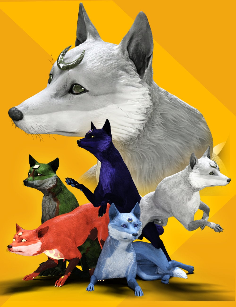 DA Kitsune Yokai for DA Kitsune Fox by: Design Anvil, 3D Models by Daz 3D