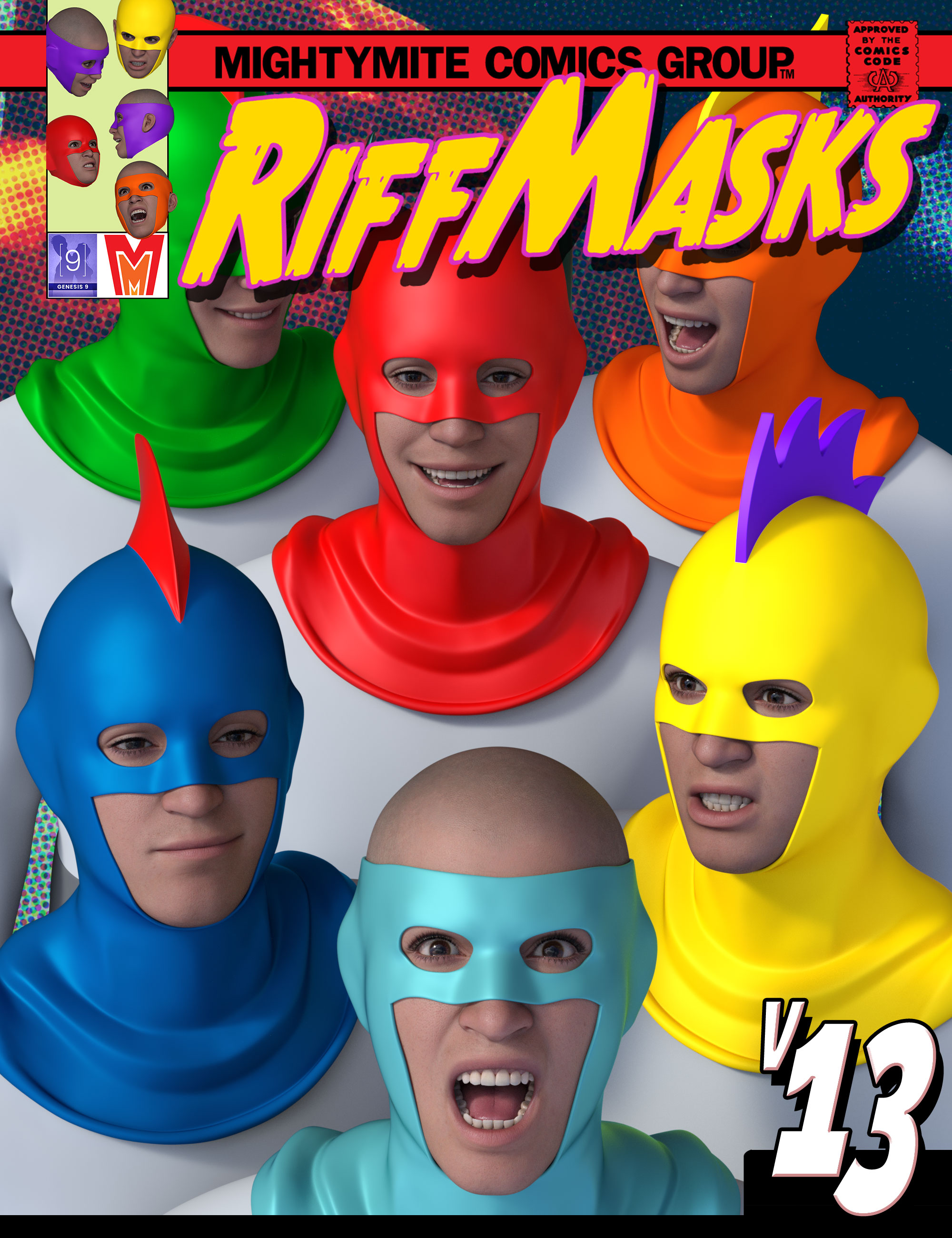 RiffMasks v013 MMKBGenesis 9 by: MightyMite, 3D Models by Daz 3D