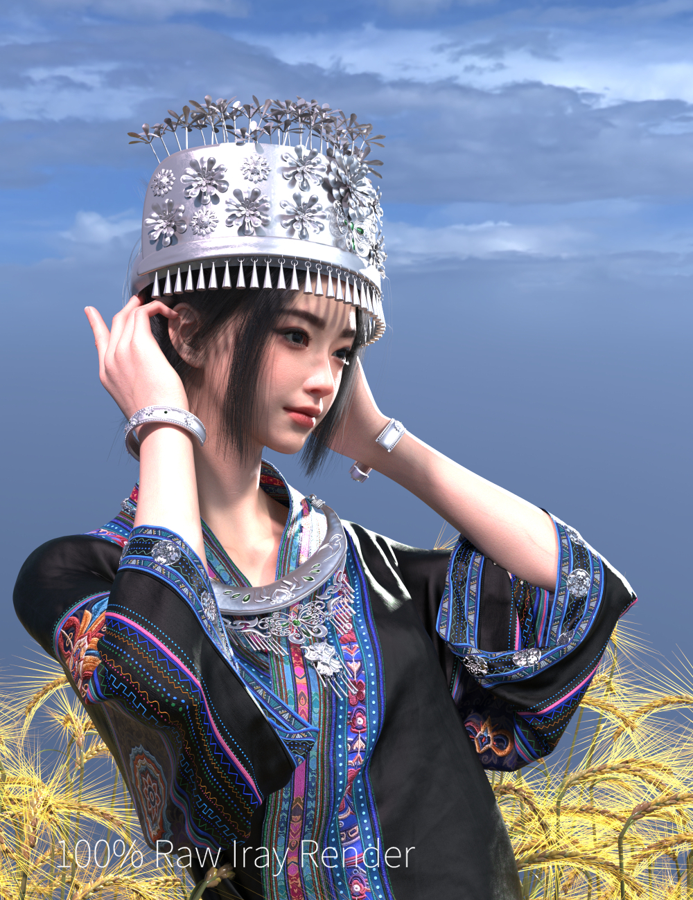dForce Lala Miao Spirit Outfit for Genesis 9 by: Lala-Rabbit, 3D Models by Daz 3D