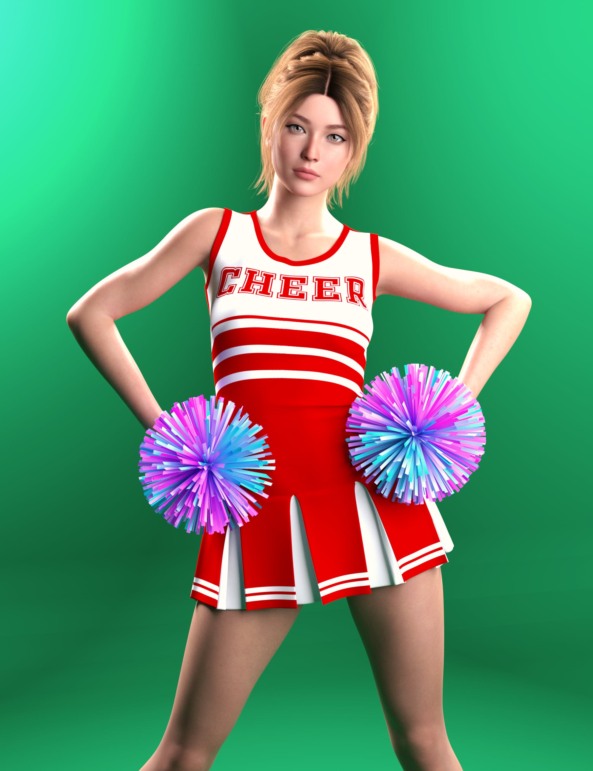 dForce RQL Varsity Cheer Girl Outfit Genesis 8 and 8.1 Female by: StudioRQL, 3D Models by Daz 3D