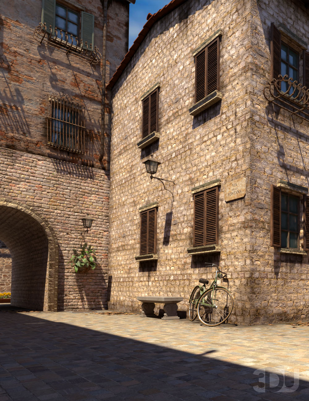 Villa della Fontana – Mediterranean Courtyard Scene for DAZ Studio by: 3D Universe, 3D Models by Daz 3D
