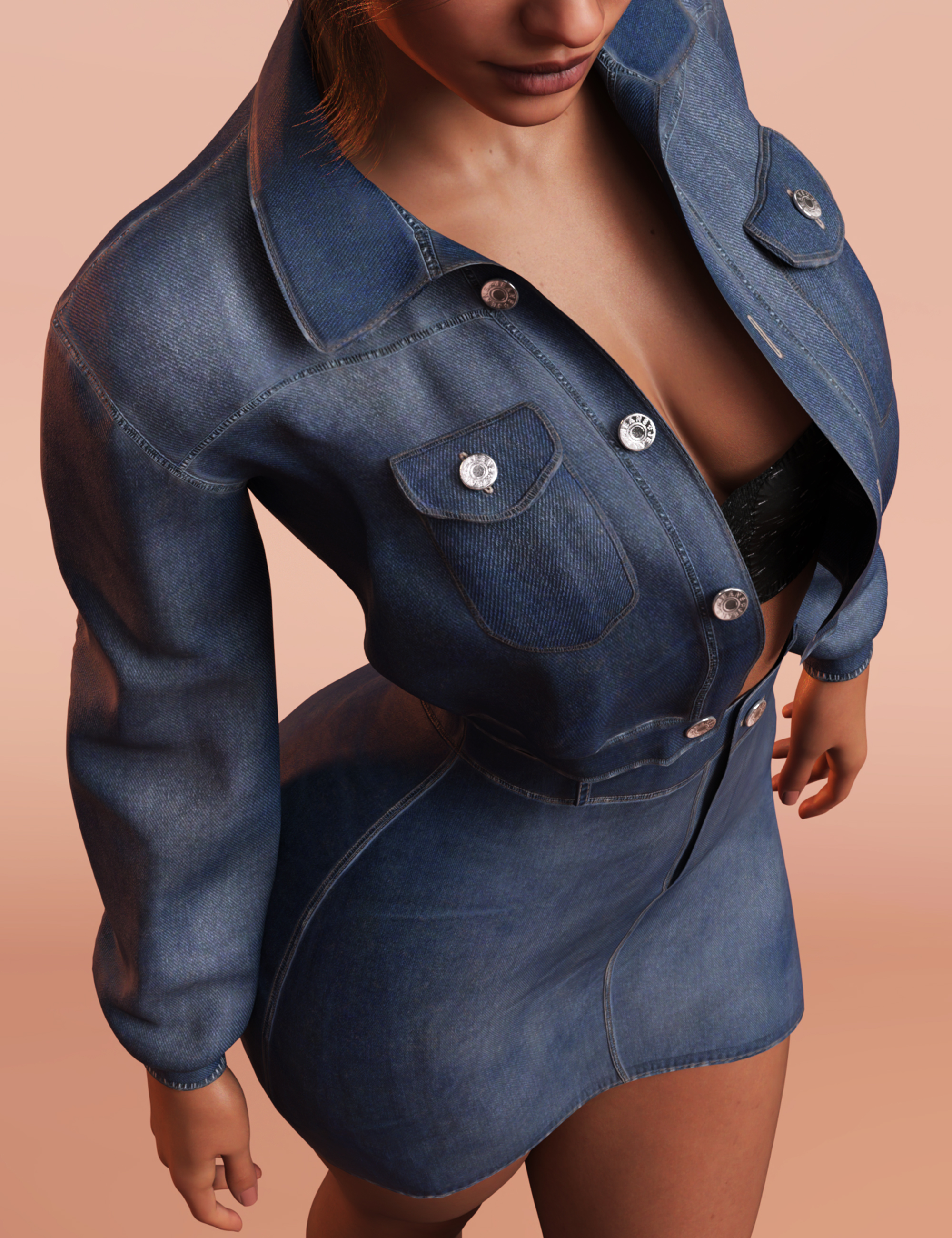 dForce M8 Blue Denim Club for Genesis 9 by: Modu8, 3D Models by Daz 3D