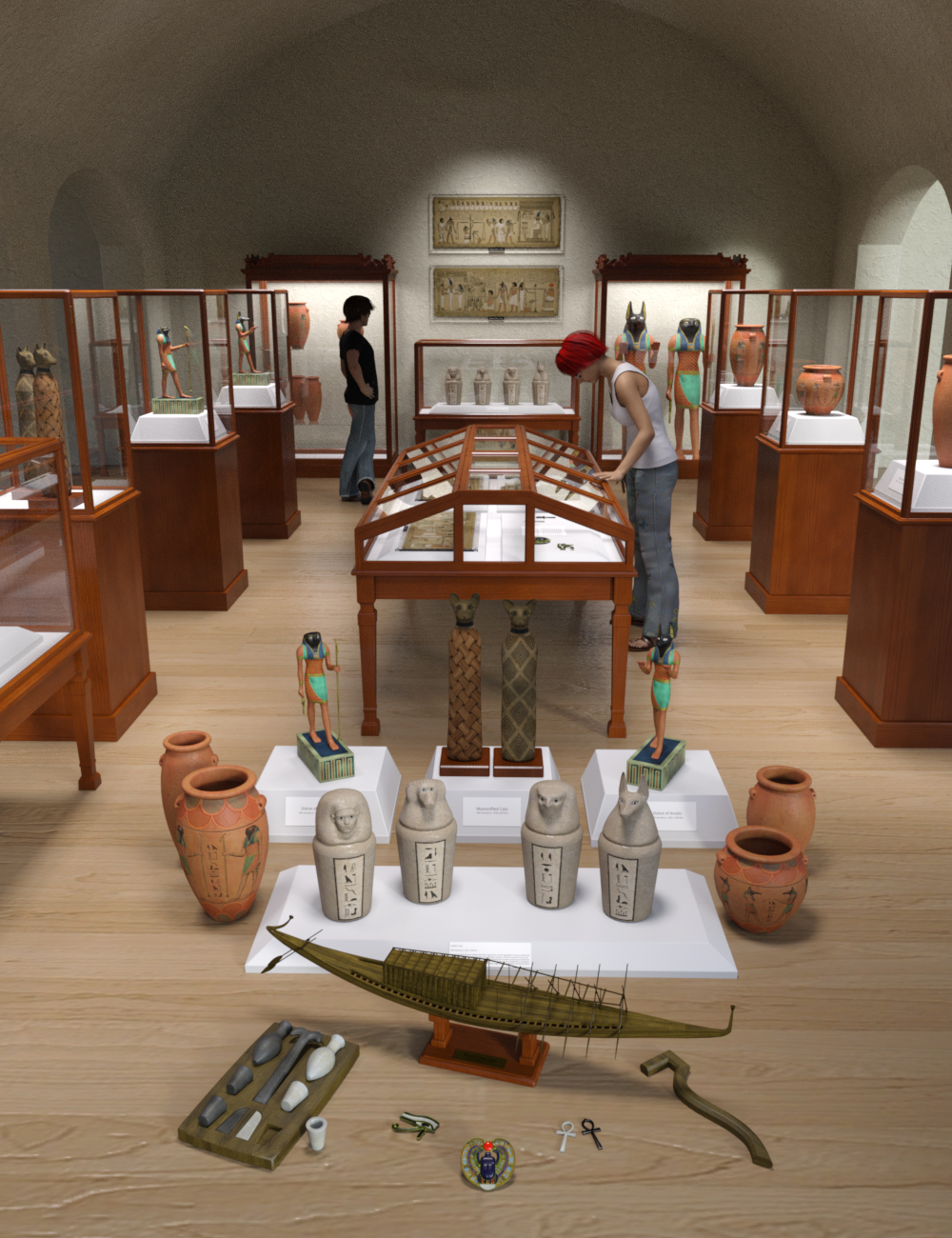 Museum Cabinets and Artifacts by: hypnagogia, 3D Models by Daz 3D