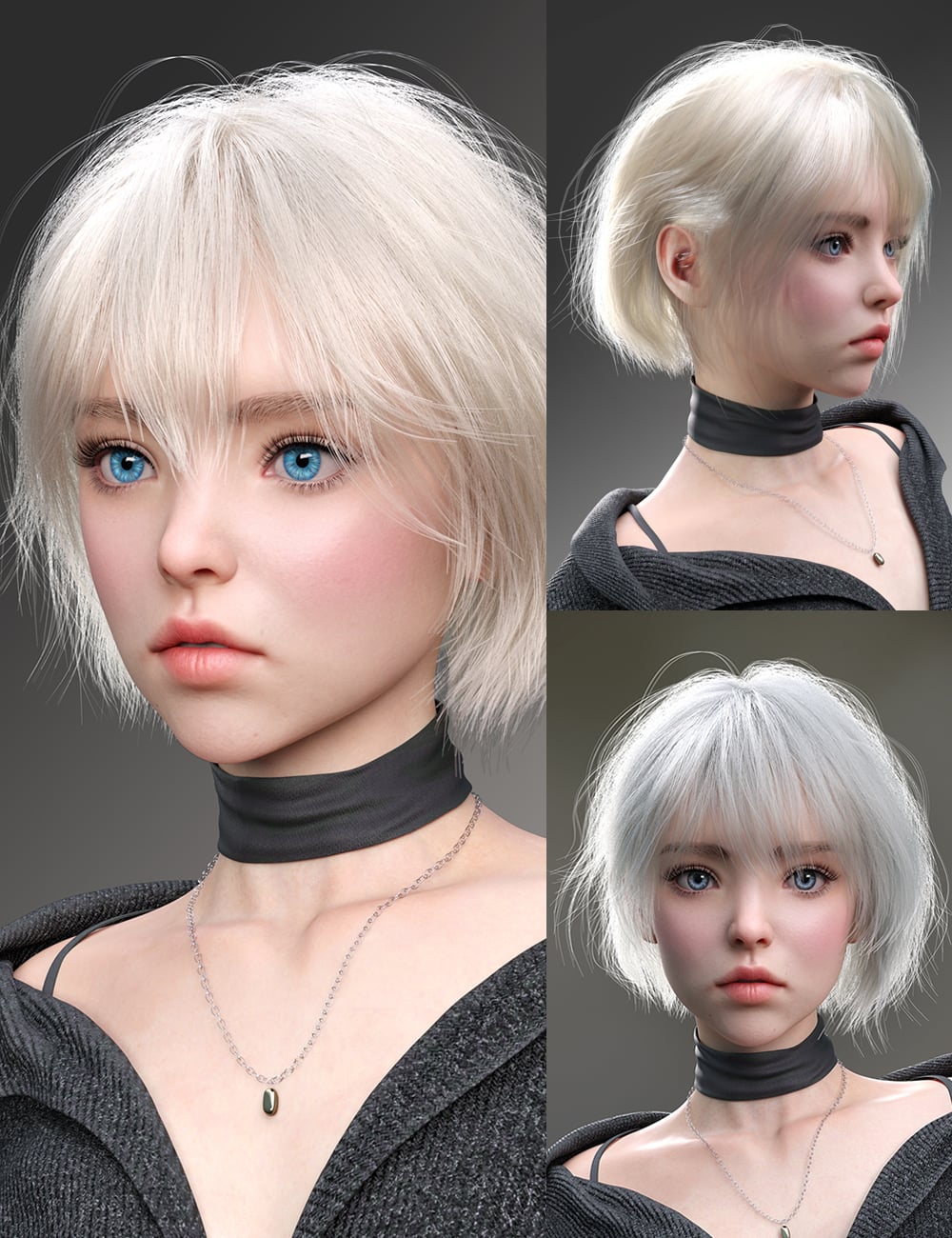 dForce Short Layered Choppy Hair for Genesis 9 by: Magic Brush, 3D Models by Daz 3D