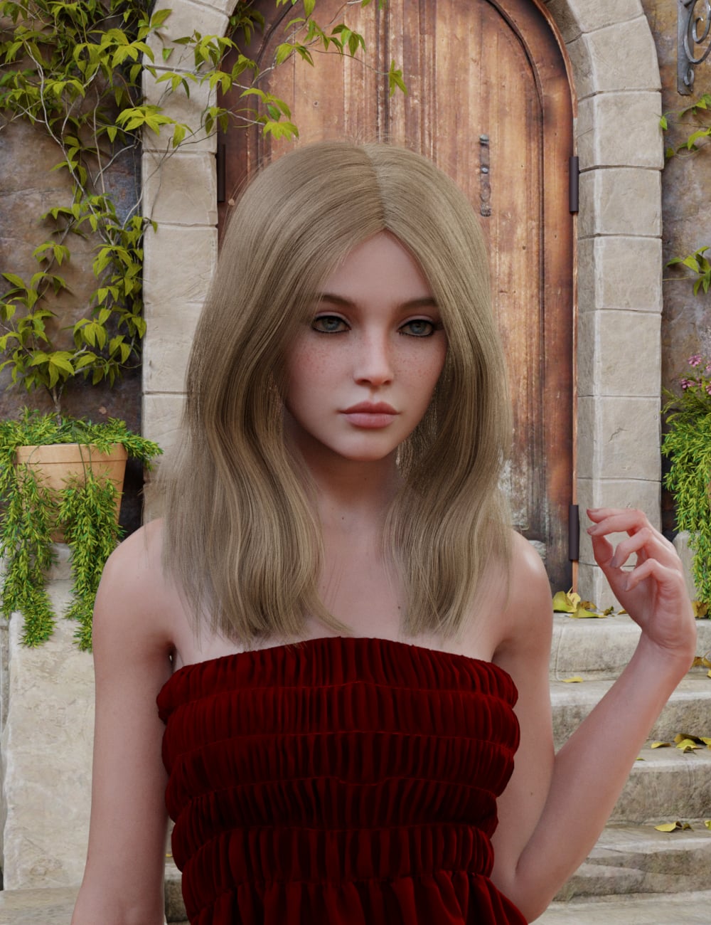 MGAB dForce Half Part Hair for Genesis 9 by: MarcosGAB, 3D Models by Daz 3D