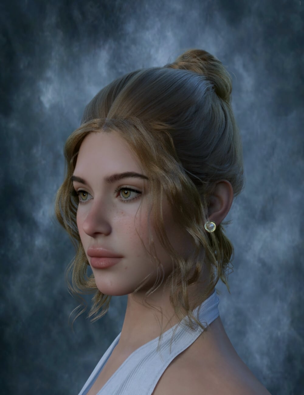 Celiana Classic Chignon For Genesis 9 by: Neftis3D, 3D Models by Daz 3D