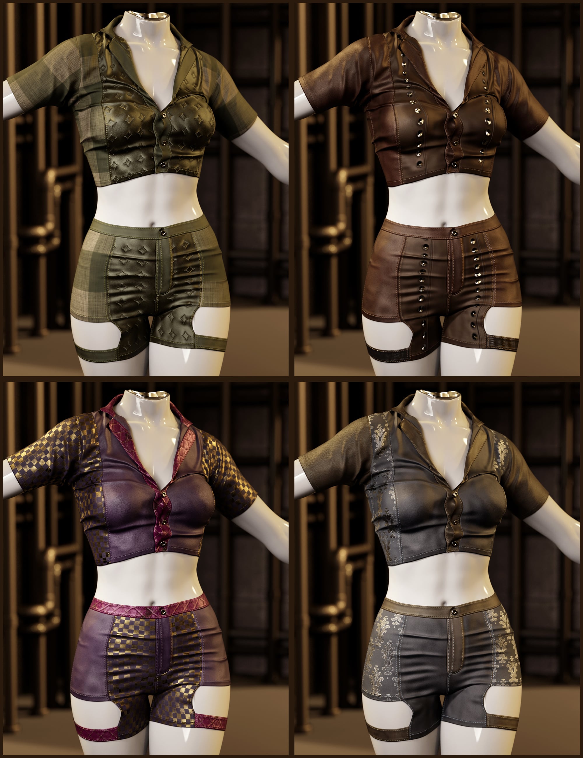 Fantasy Textures Addon for Action Leather Outfit by: outoftouch, 3D Models by Daz 3D