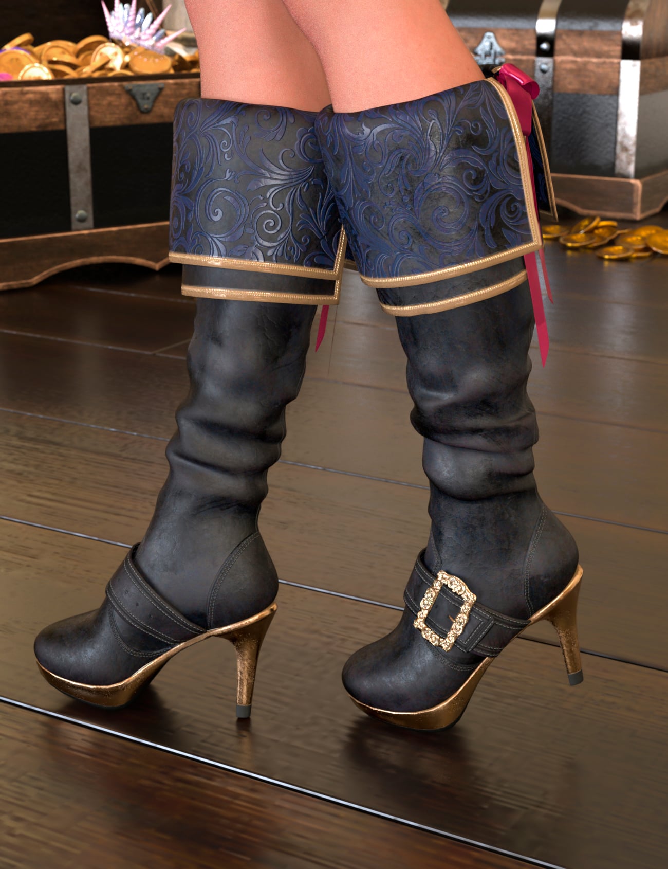 Silk and Sabers Boots for Genesis 9 Feminine by: Blue Rabbit, 3D Models by Daz 3D