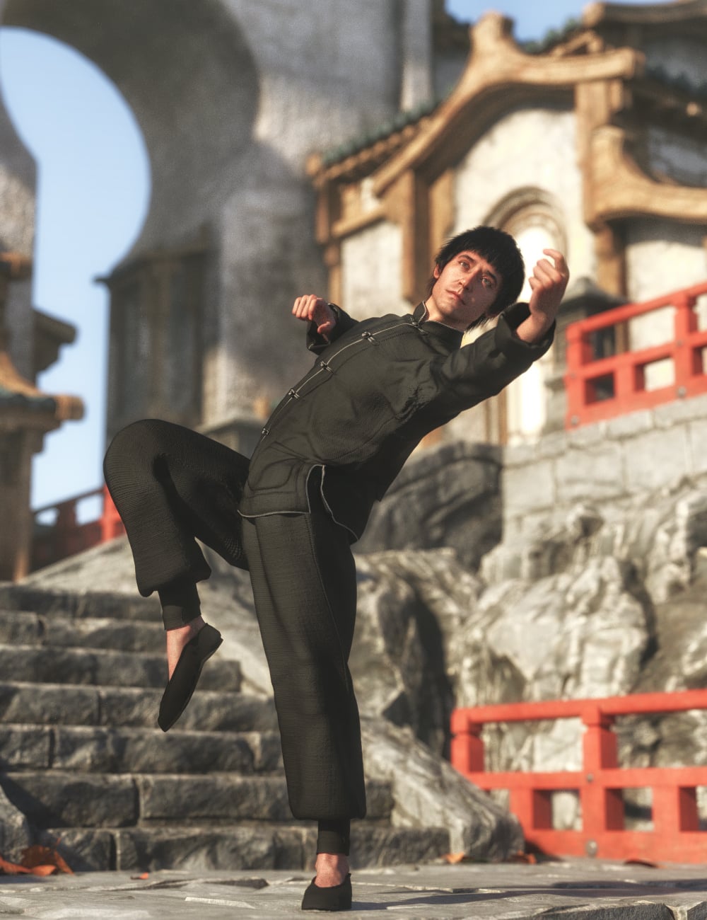 KuJ Drunken Fist Poses for Genesis 9 by: Kujira, 3D Models by Daz 3D