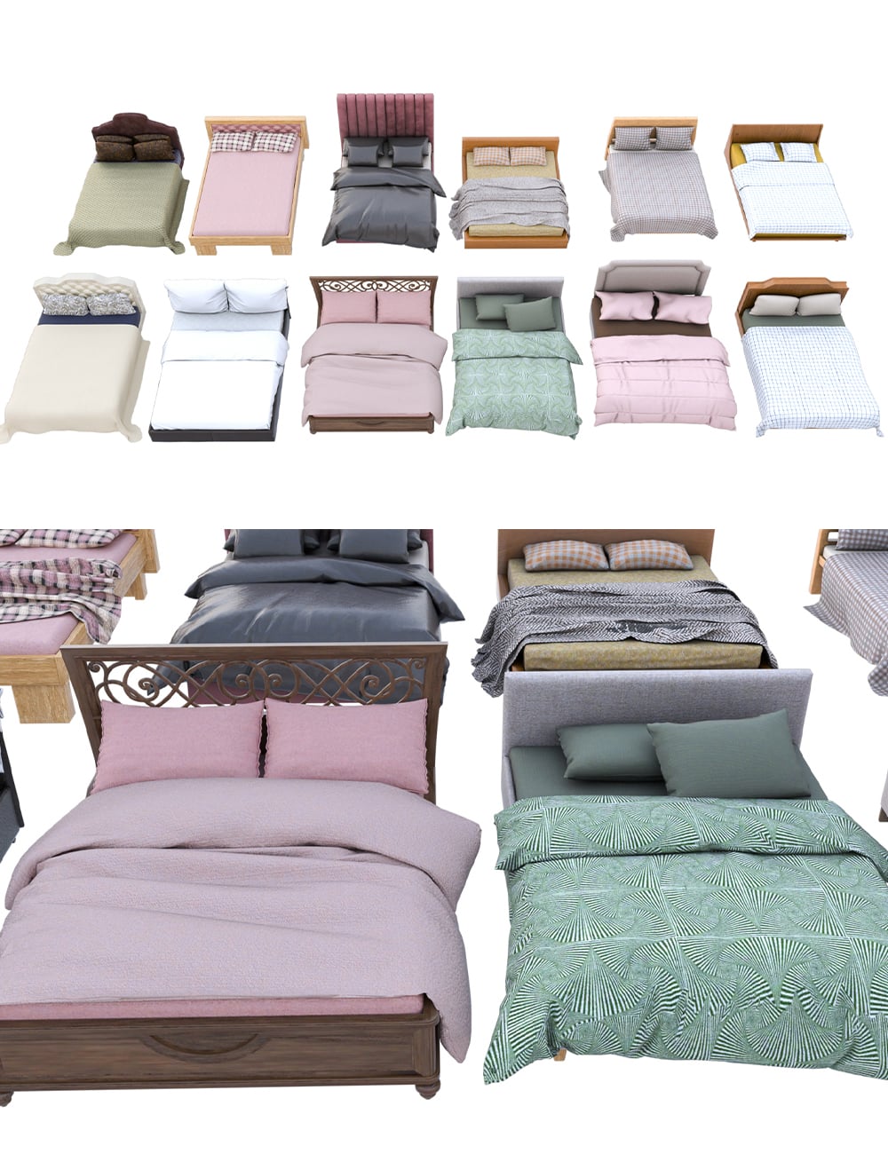 Double Beds by: bituka3d, 3D Models by Daz 3D