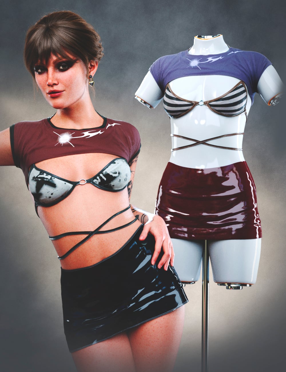 dForce LA Off Road Outfit for Genesis 9 and 8 Female by: Laia, 3D Models by Daz 3D