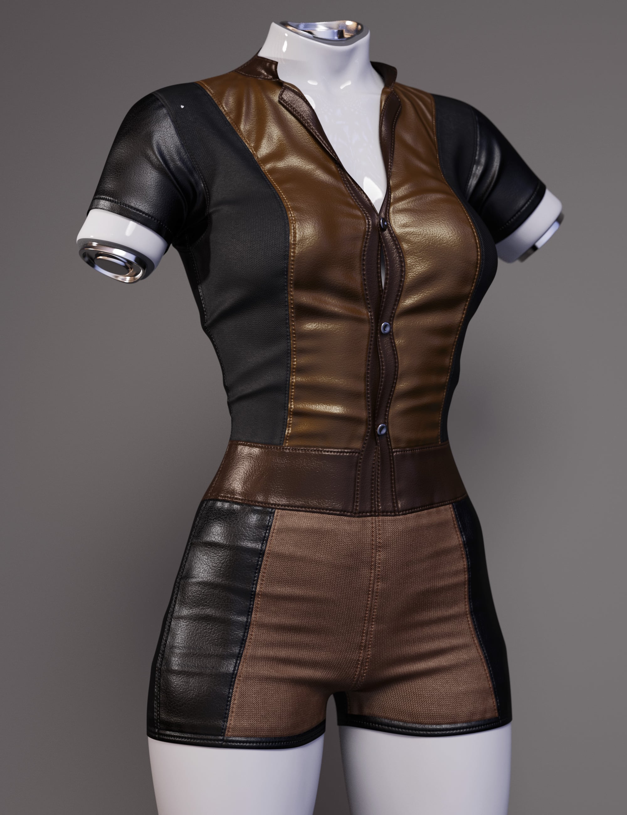 dForce Action Leather Jumpsuit for Genesis 9 by: outoftouch, 3D Models by Daz 3D
