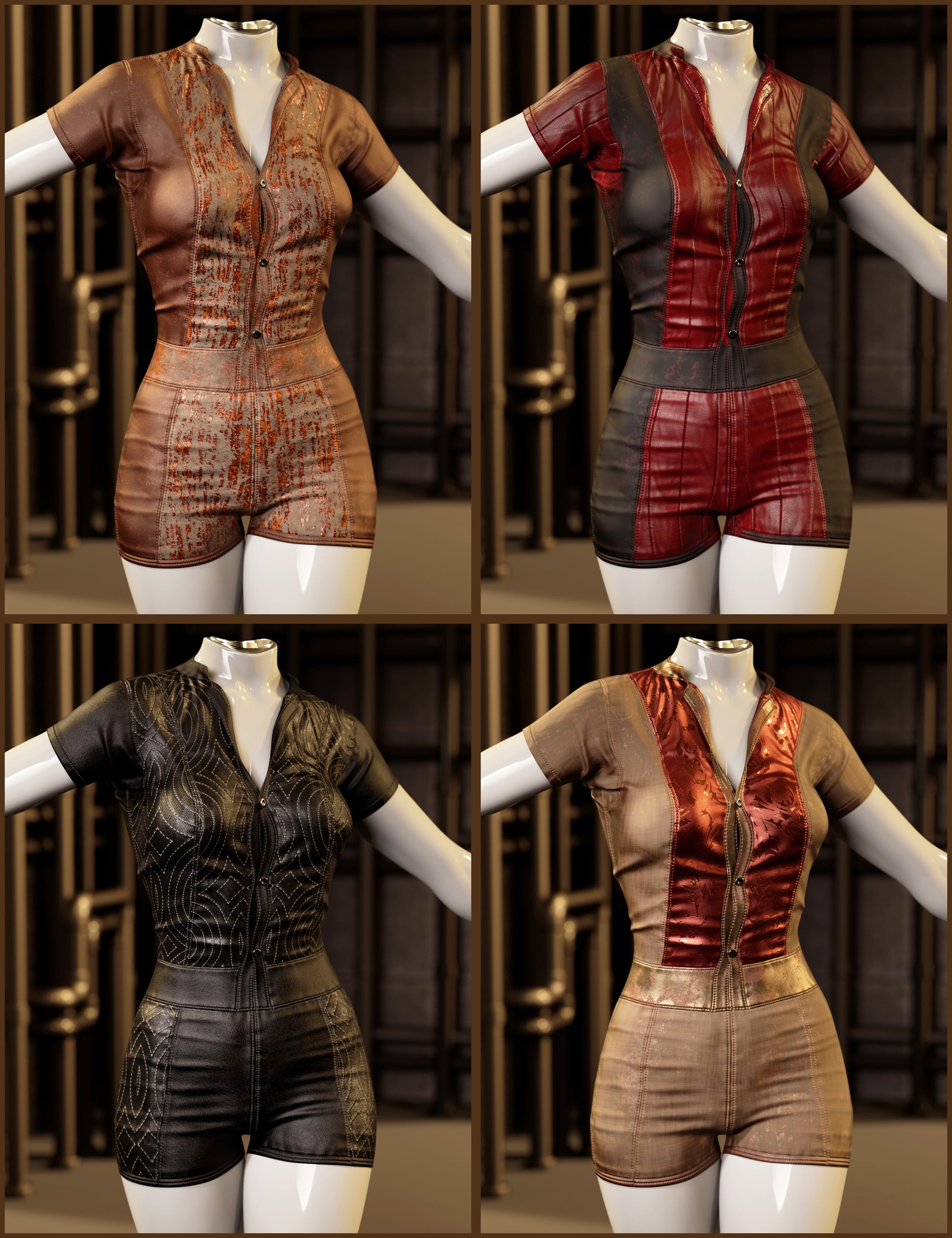 Fantasy Textures Addon for Action Leather Jumpsuit by: outoftouch, 3D Models by Daz 3D