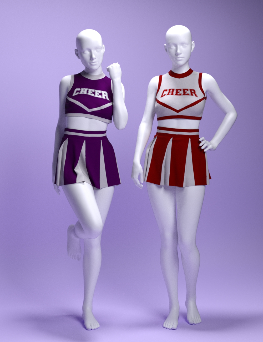 dForce MS Cute Cheerleader Uniform for Genesis 9 and 8 Females by: MavisSky, 3D Models by Daz 3D