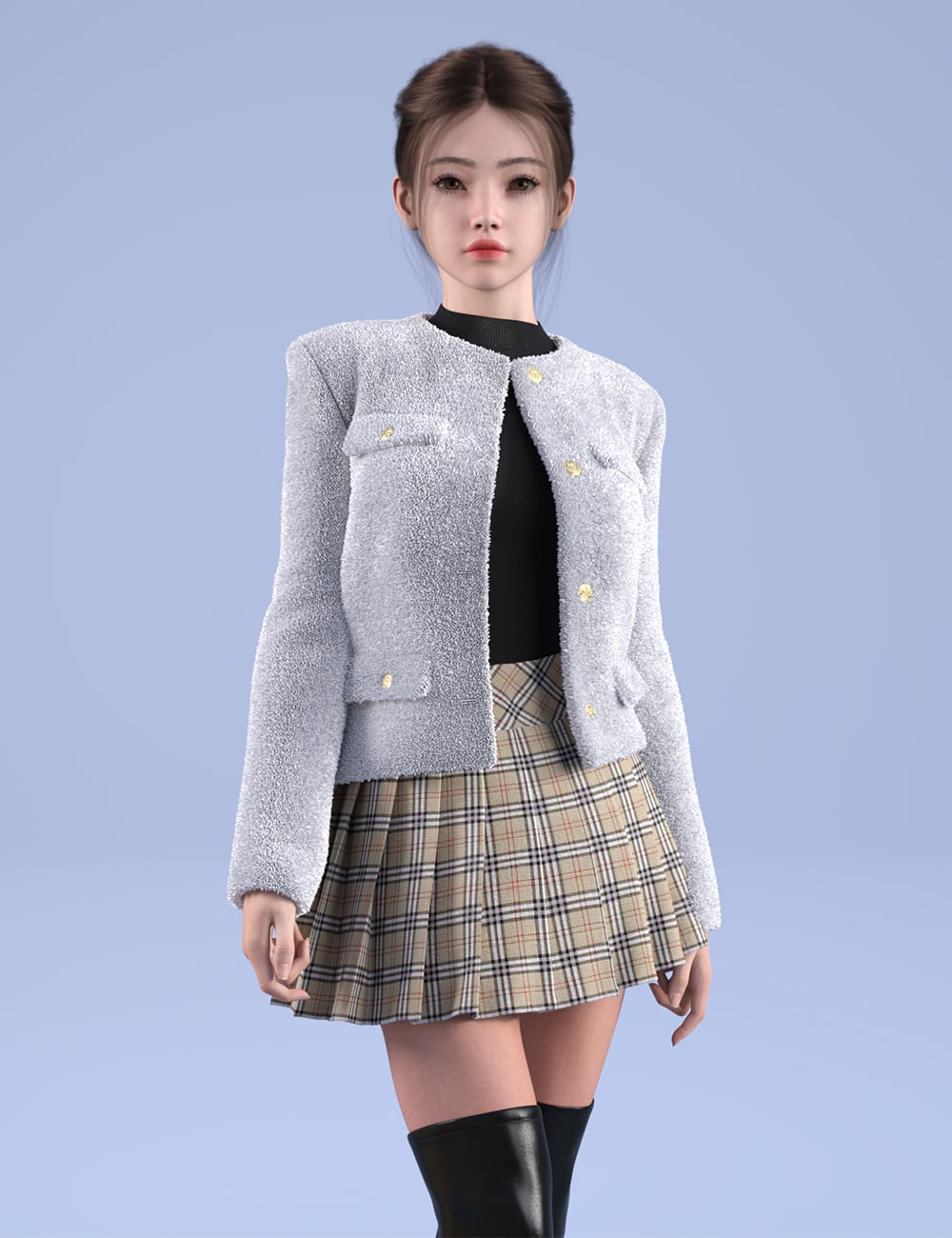dForce HnC25 Fluffy Layer Outfits for Genesis 9 by: IH Kang, 3D Models by Daz 3D