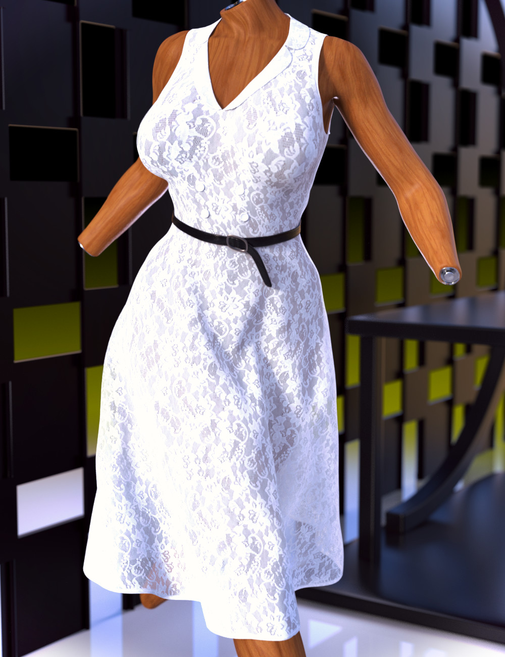 dForce Round Collar Onepiece for Genesis 9 by: tentman, 3D Models by Daz 3D