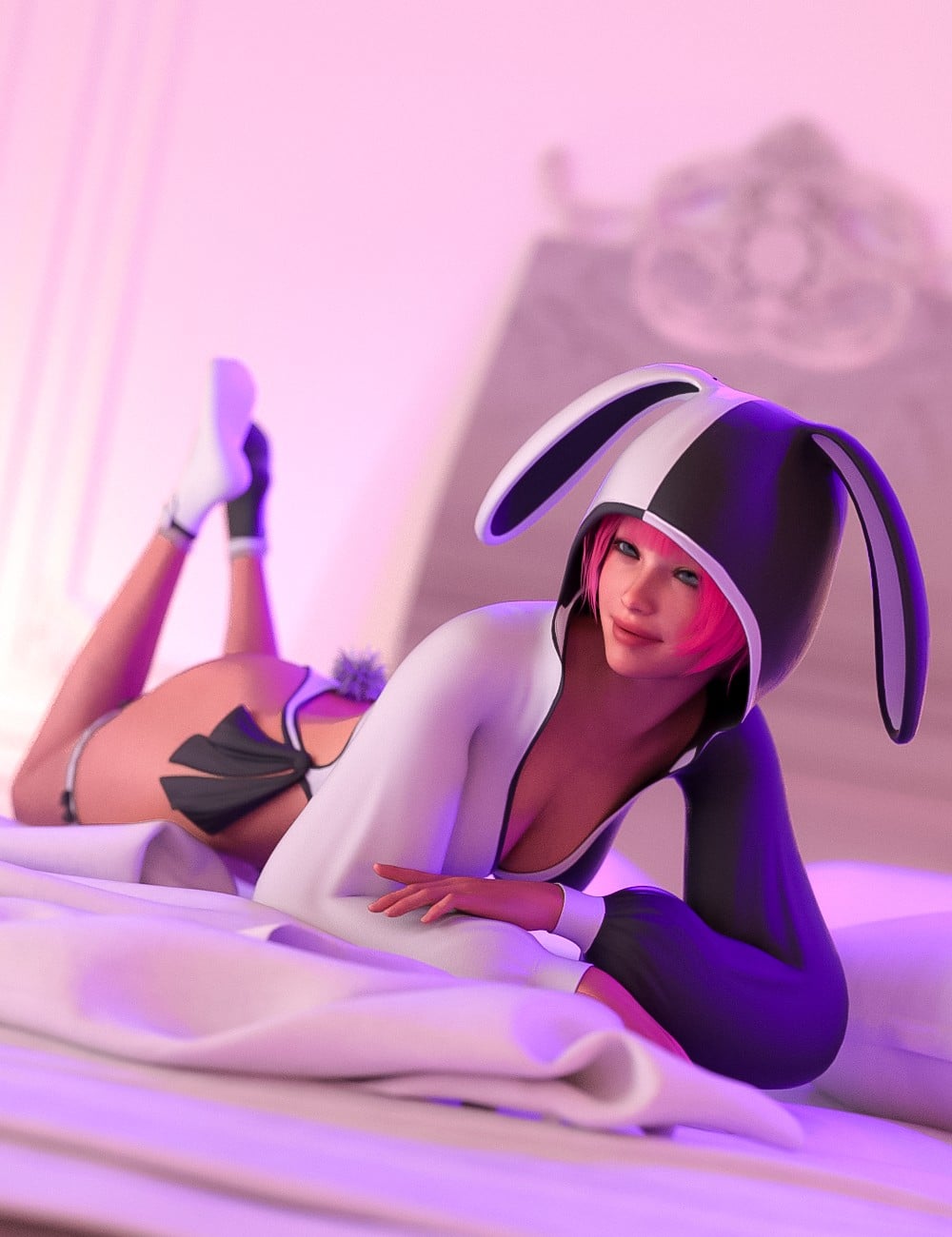 Drowsy Bunny PJs Outfit for Genesis 8, 8.1, 9 Females by: Val3dartbiuzpharb, 3D Models by Daz 3D