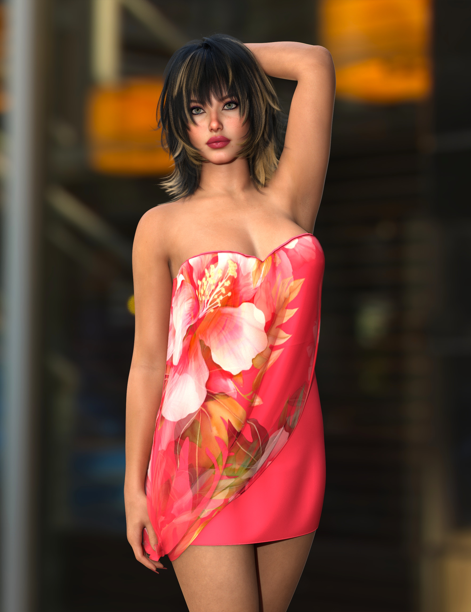 dForce Sheila Dress for Genesis 9 by: Nelmi, 3D Models by Daz 3D