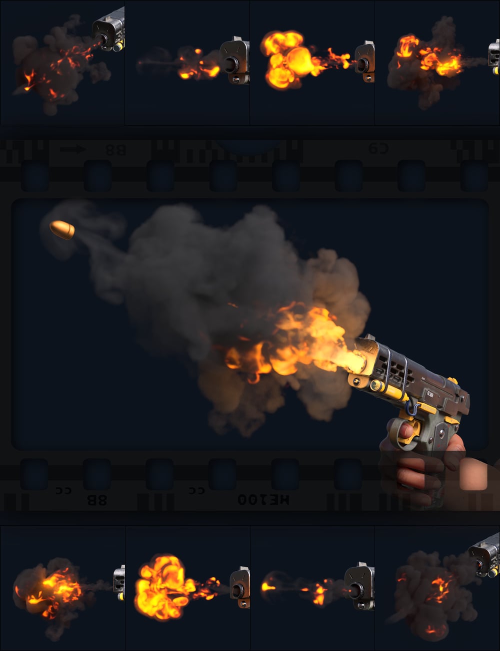 VDB Animate - Gunfire FX by: DimensionTheory, 3D Models by Daz 3D