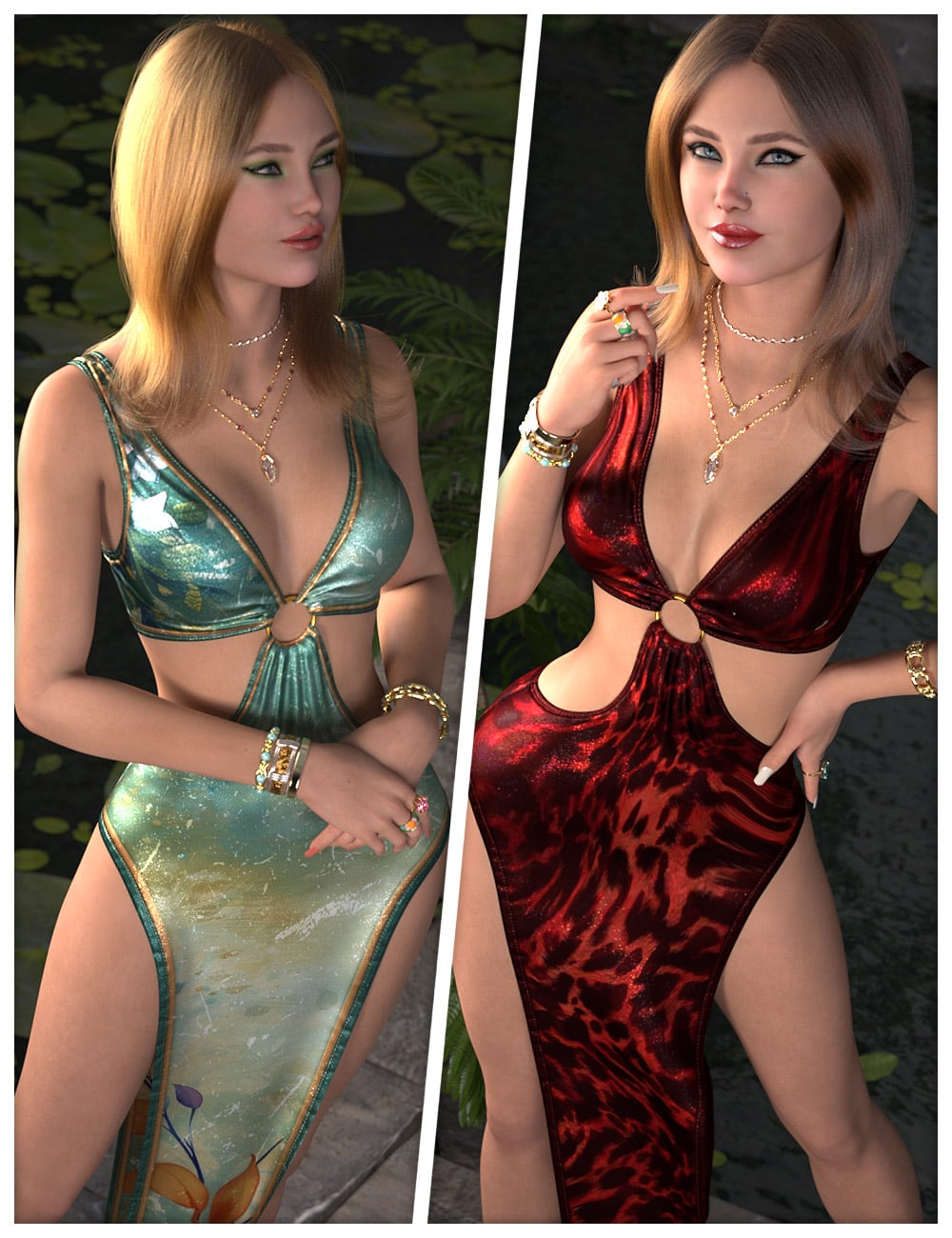 Fashionable Textures for dForce Wrapped Loin Dress by: ShanasSoulmate, 3D Models by Daz 3D