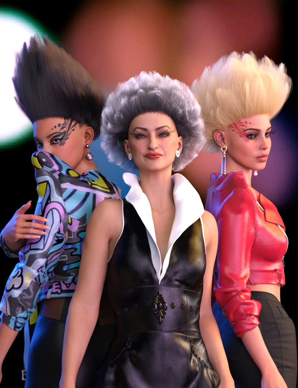 Flamboyant Hairstyles for Genesis 9 by: Virtual_World, 3D Models by Daz 3D