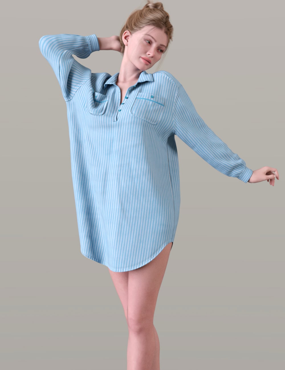 dForce TN Nightshirt for Genesis 9 by: Tauna, 3D Models by Daz 3D