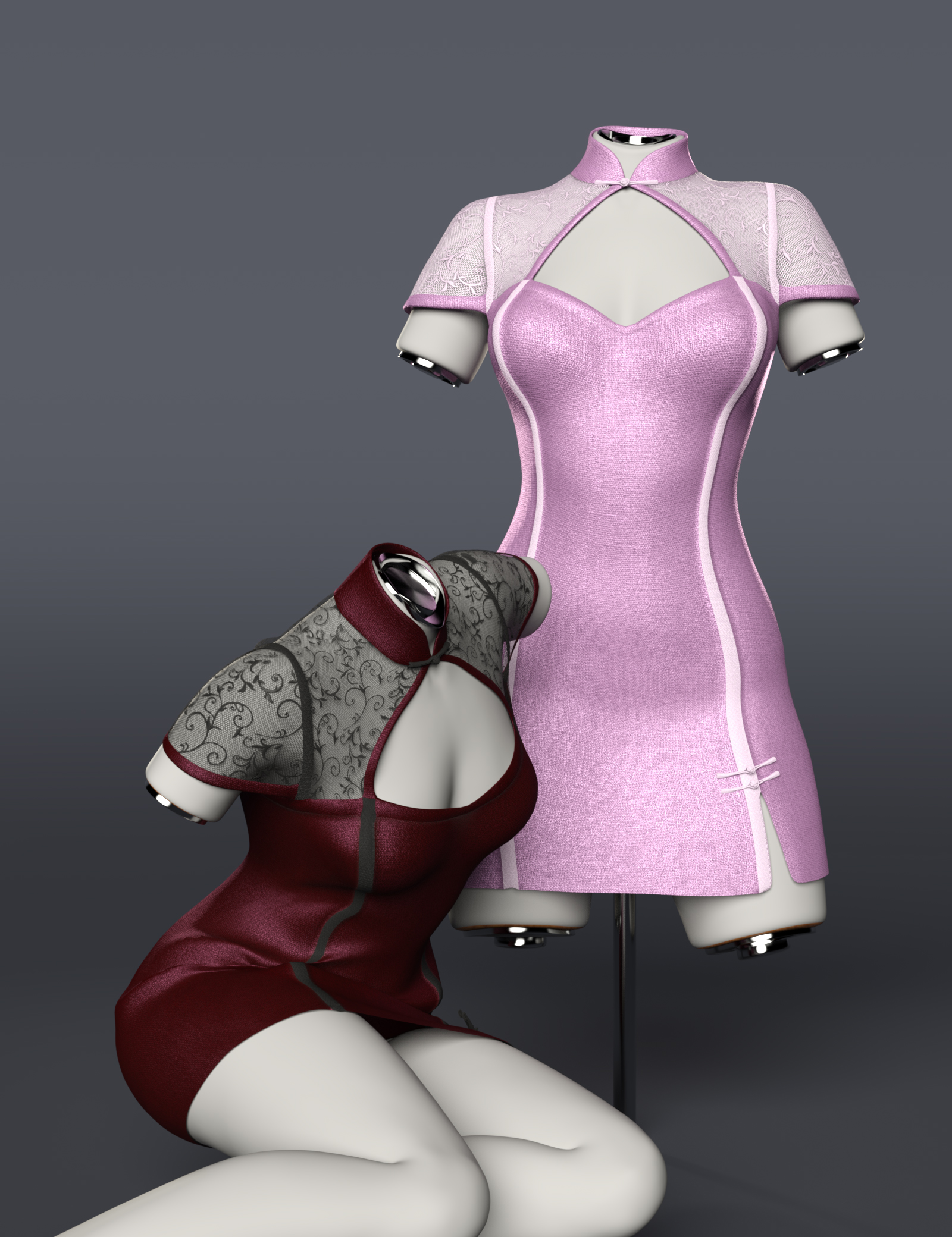 dForce MK Seduction Cheongsam for Genesis 9 by: wsmonkeyking, 3D Models by Daz 3D