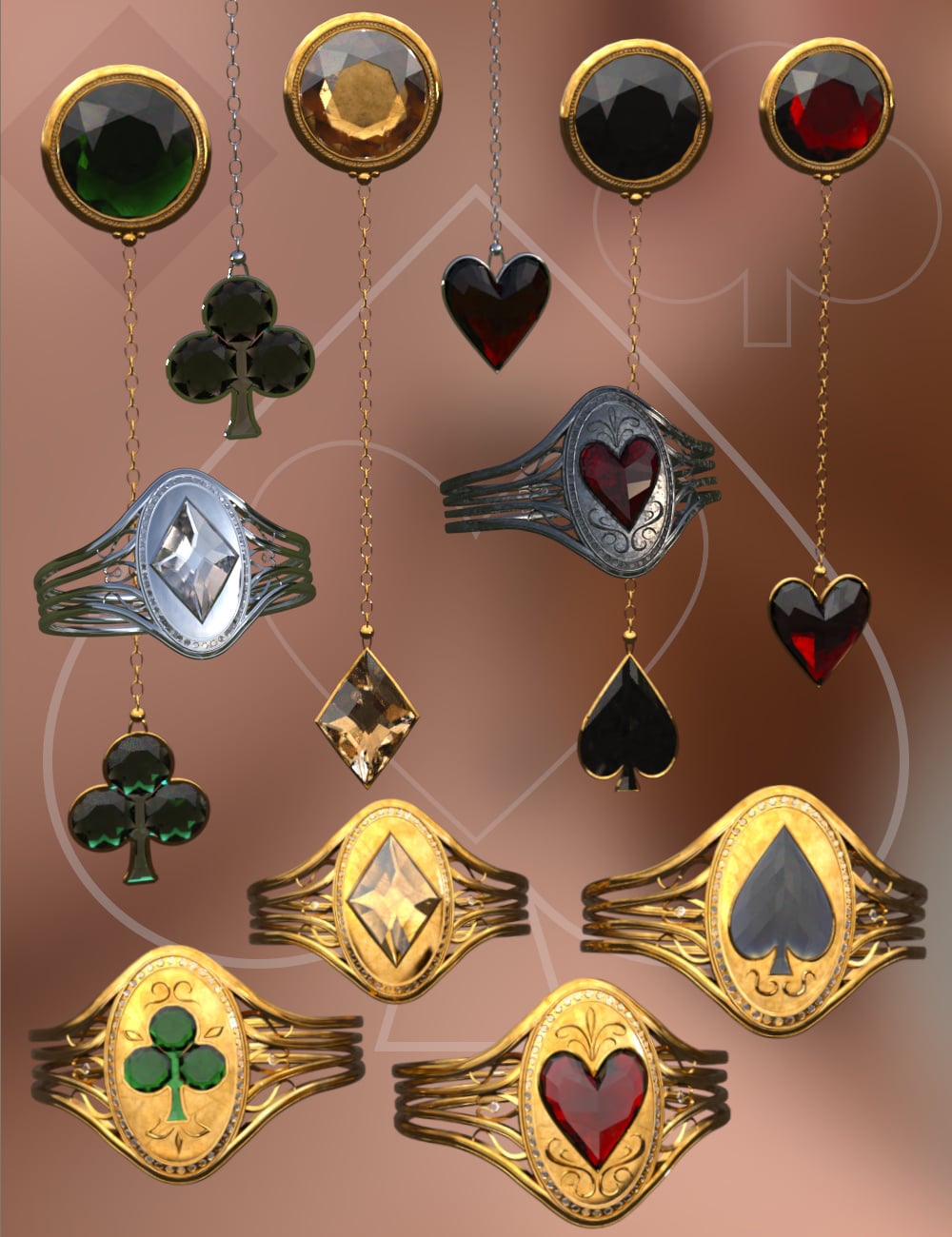 Royal Suit Jewelry Set for Genesis 9 by: Fantasyart3D, 3D Models by Daz 3D