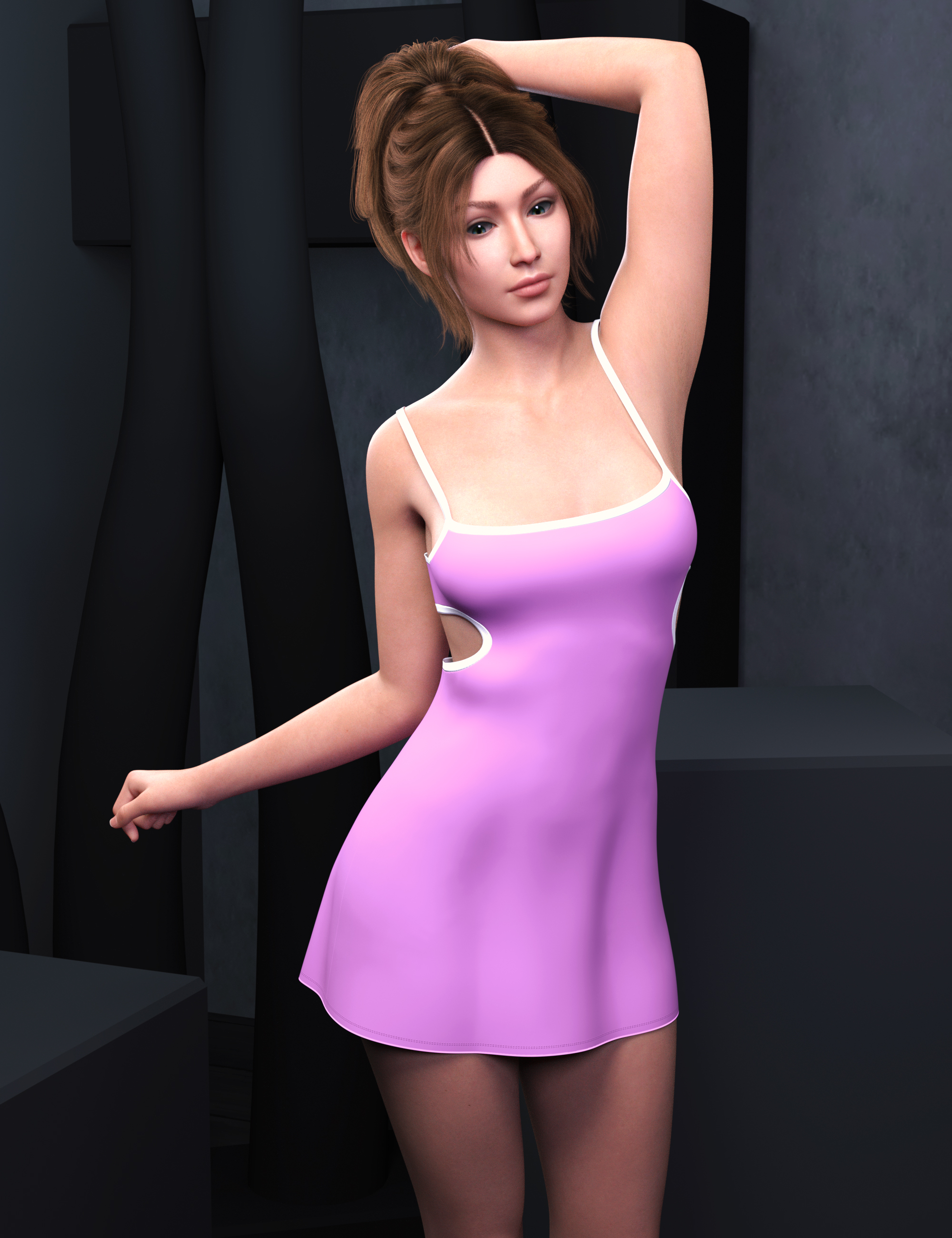 dForce RQL Lounge Cutout Dress Genesis 8 & 8.1 Female by: StudioRQL, 3D Models by Daz 3D