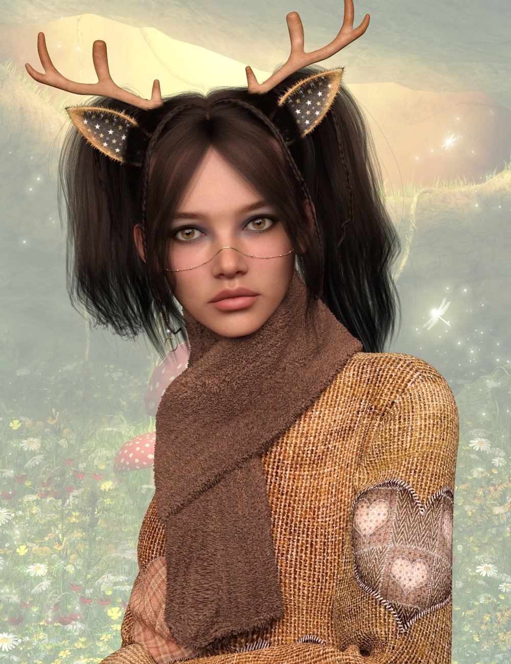 L3D Colors Add-On Plush Antler Edgy by: LUNA3D, 3D Models by Daz 3D