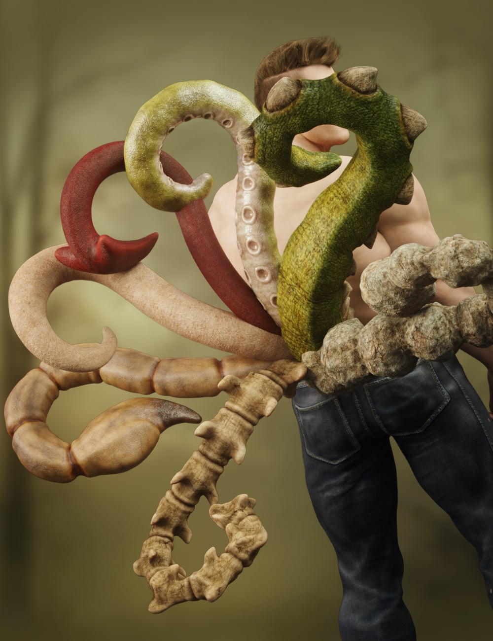 Raw Deals - Infernal Tails for Genesis 9 by: RawArt, 3D Models by Daz 3D